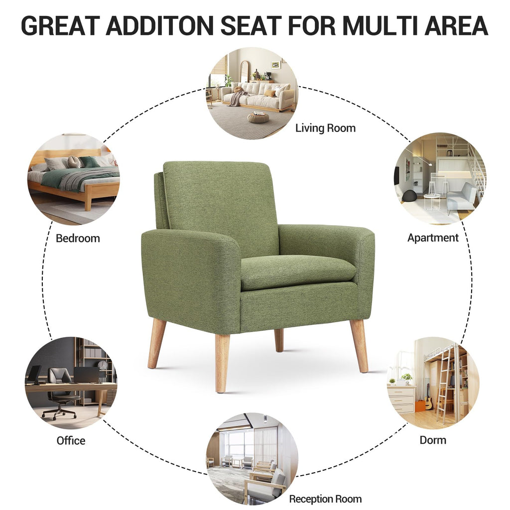 Set of 2 Green Upholstered Accent Chair D318
