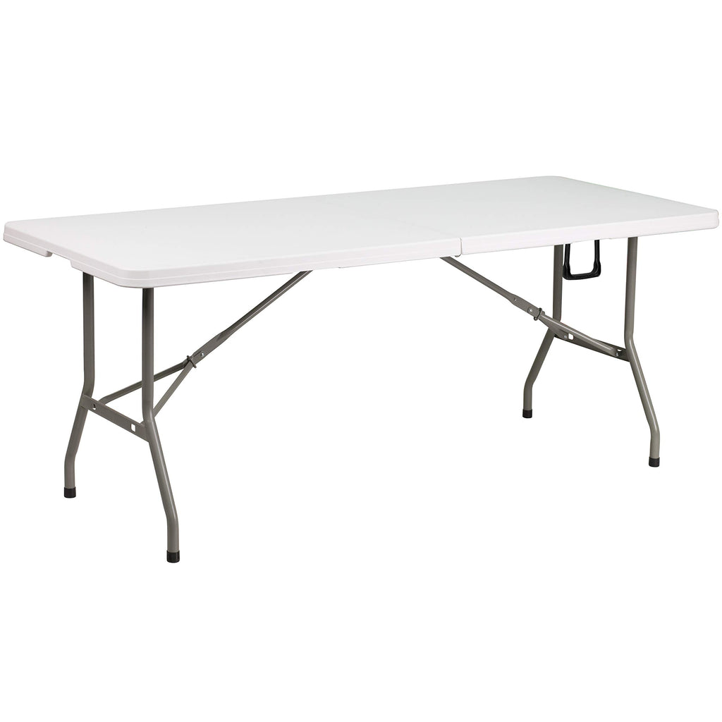 White 6-Foot Bi-Fold Plastic Folding Table Q1596