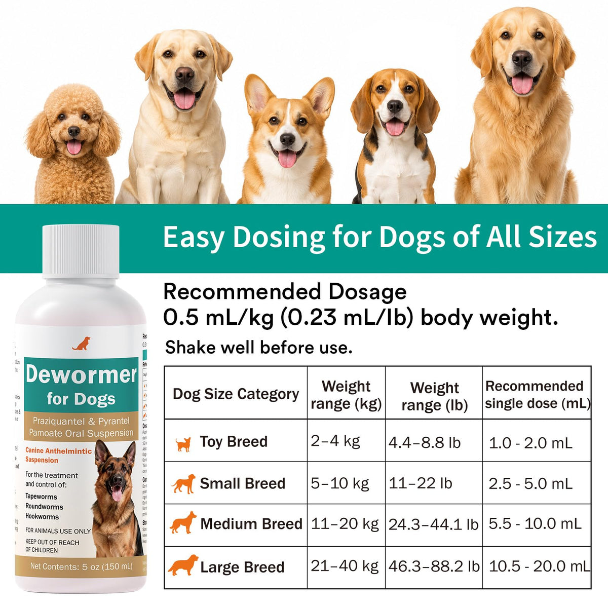 Pyrantel Pamoate & Praziquantel Liquid Dewormer 150ml T697