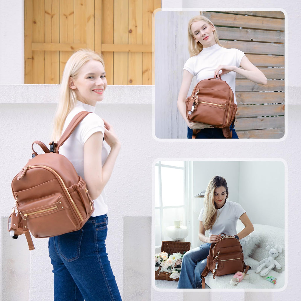 Leather Diaper Bag Tote with Mini Backpack I5211
