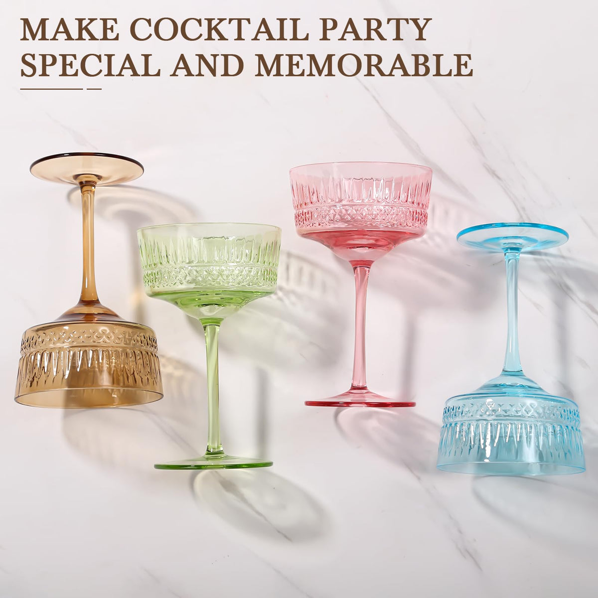 Amber Ribbed Coupe Cocktail Glasses Set of 6 I9584