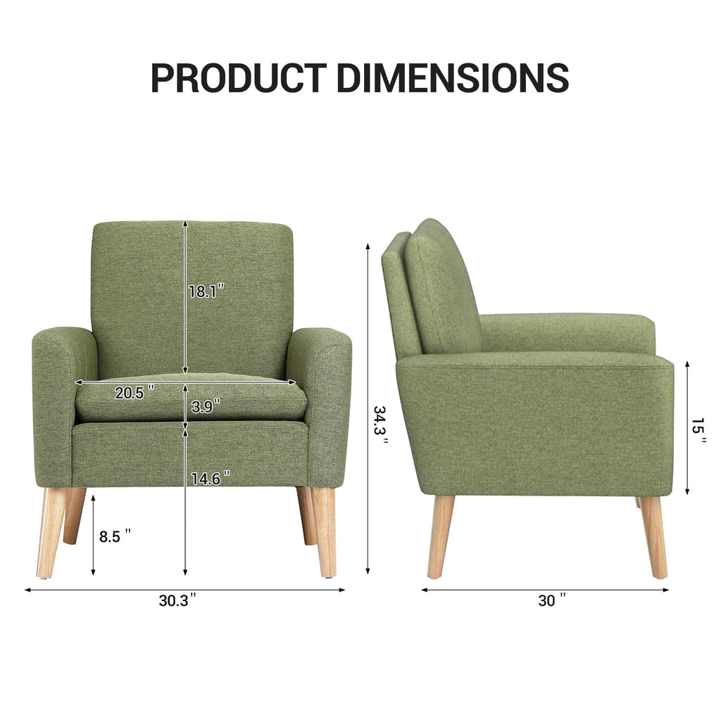 Set of 2 Green Upholstered Accent Chair D318