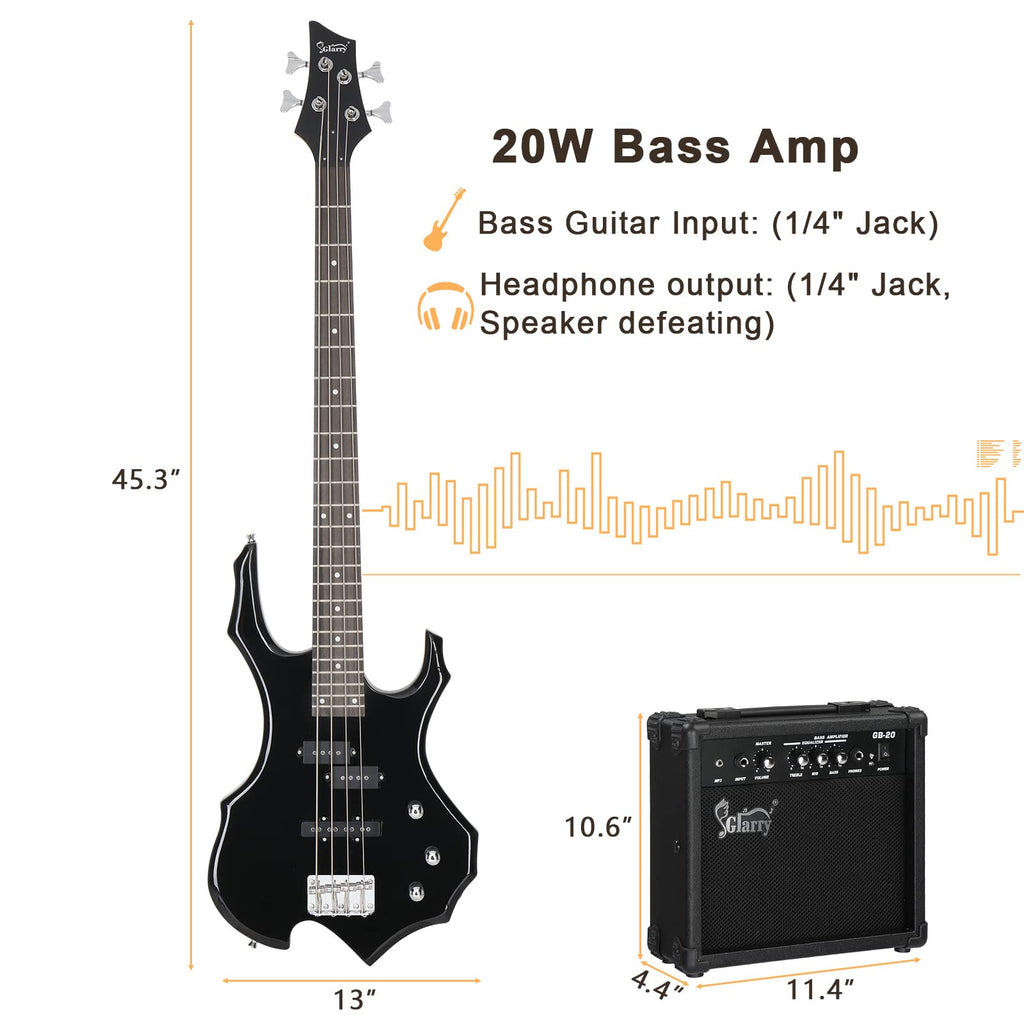 Electric Bass Guitar 4 Strings Black I93088