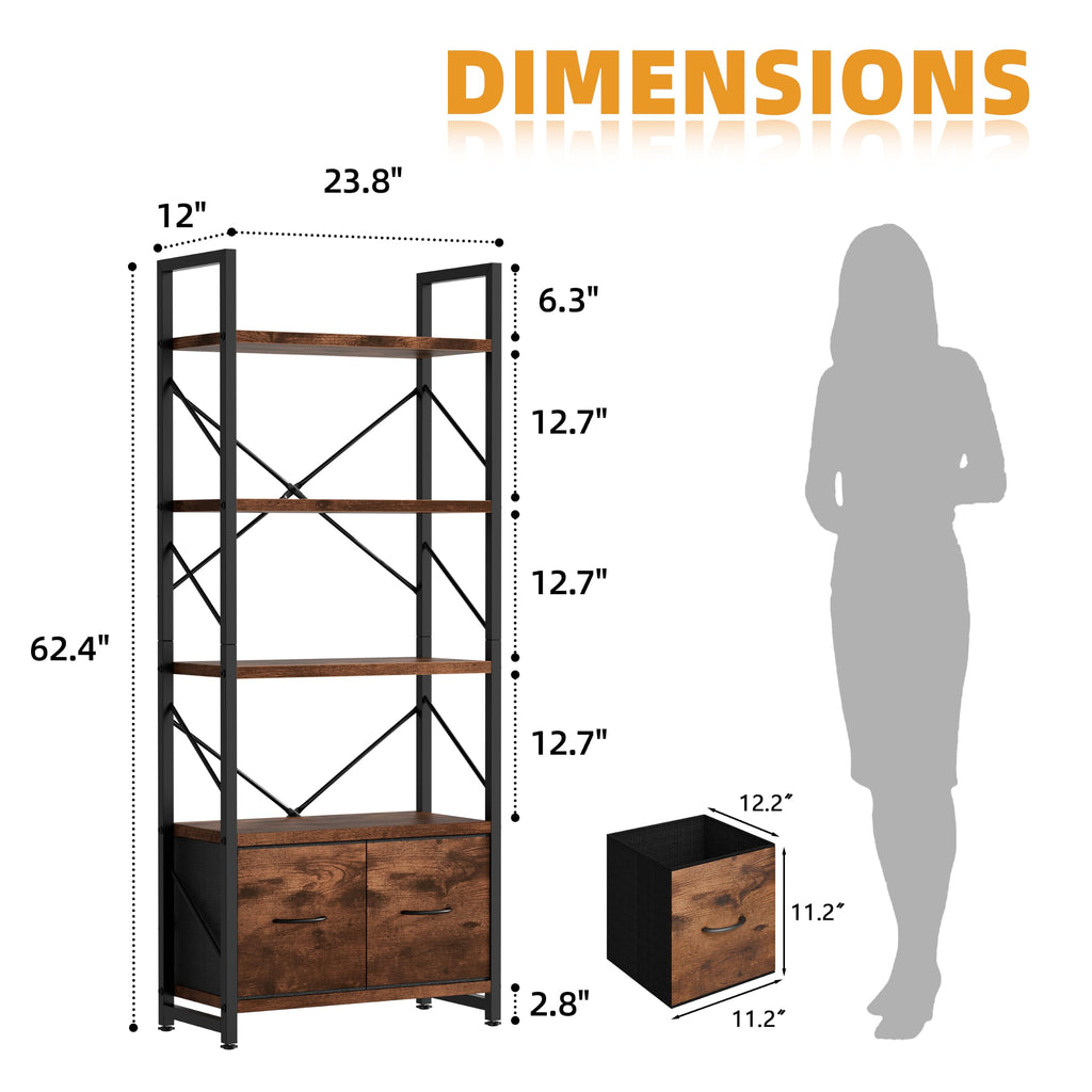 5 Tier Wood Bookshelf with Drawer P270140