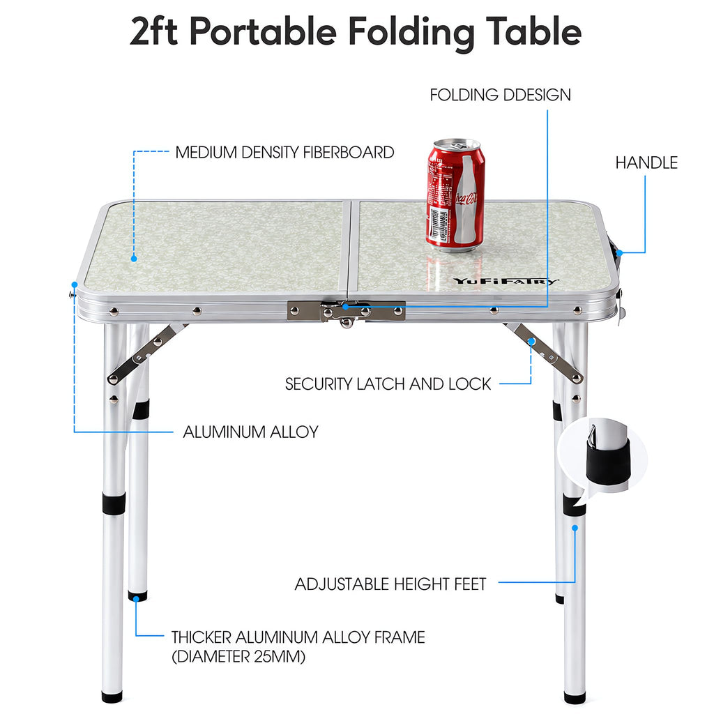 Adjustable Height Small Folding Camp Table K796
