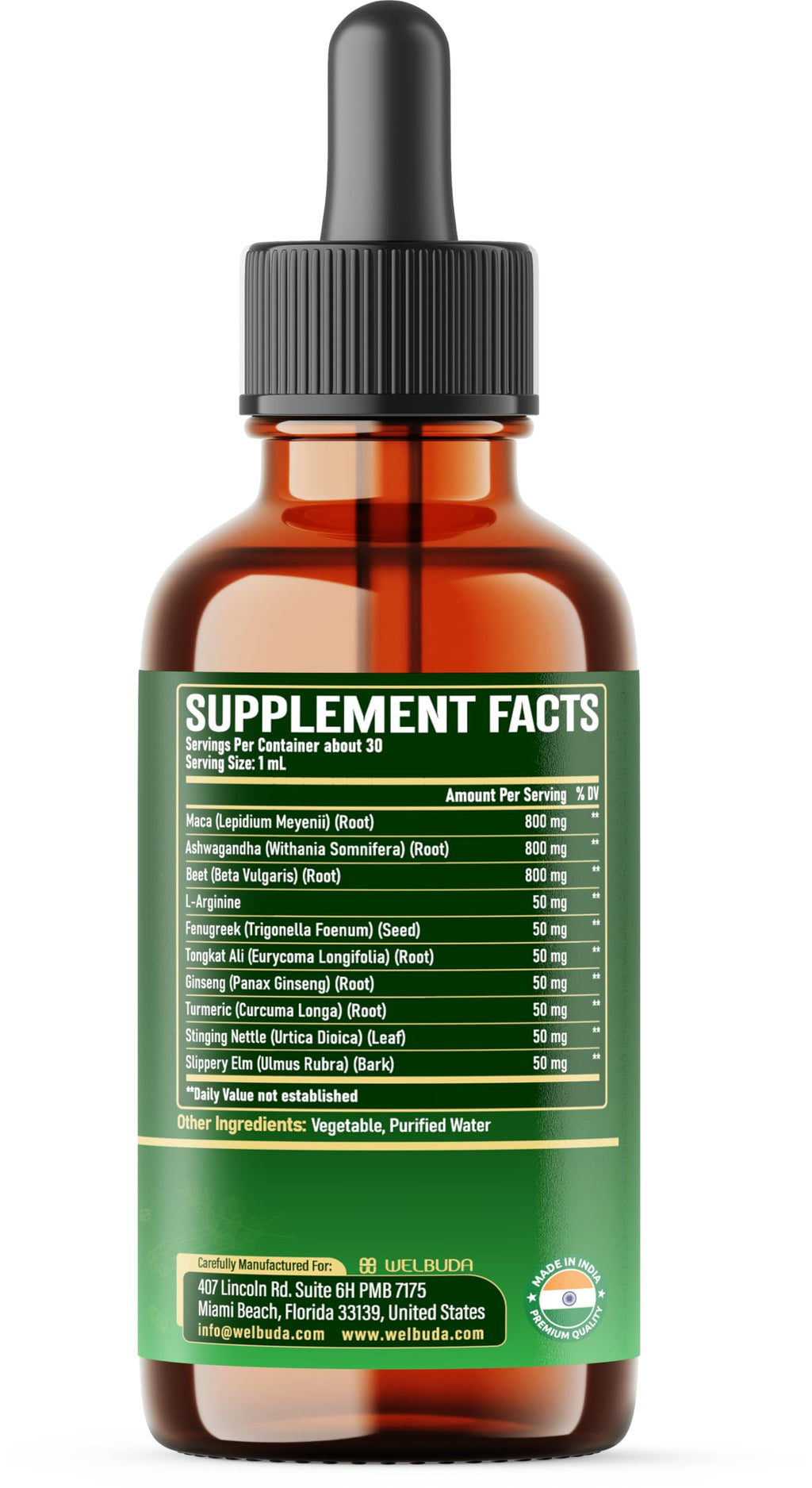 Maca Root Liquid Drops with Ashwagandha, Fenugreek, Beet Root and L-Arginine, 1 FL Oz H777536