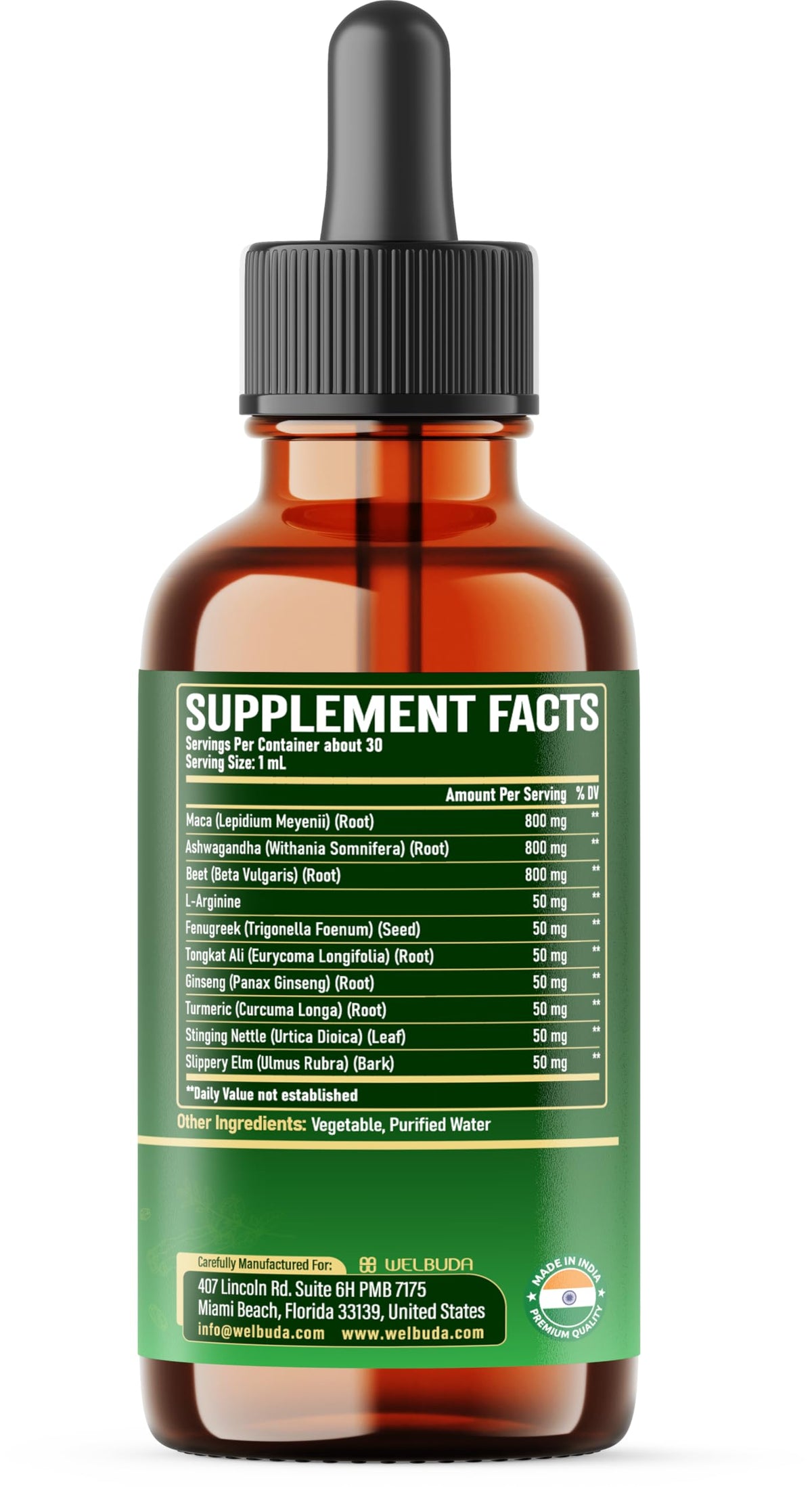 Maca Root Liquid Drops with Ashwagandha, Fenugreek, Beet Root and L-Arginine, 1 FL Oz H777536