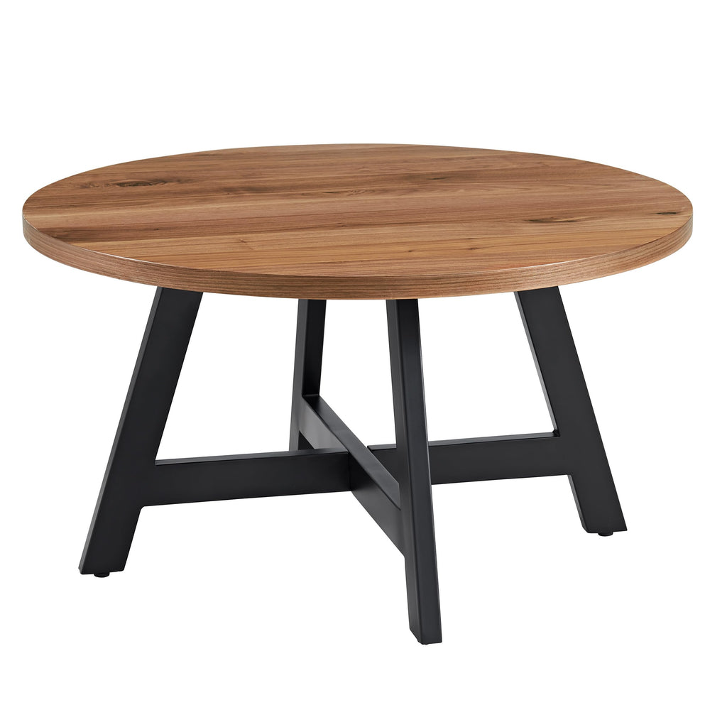 Round Wood Top Metal Base Coffee Table I883913