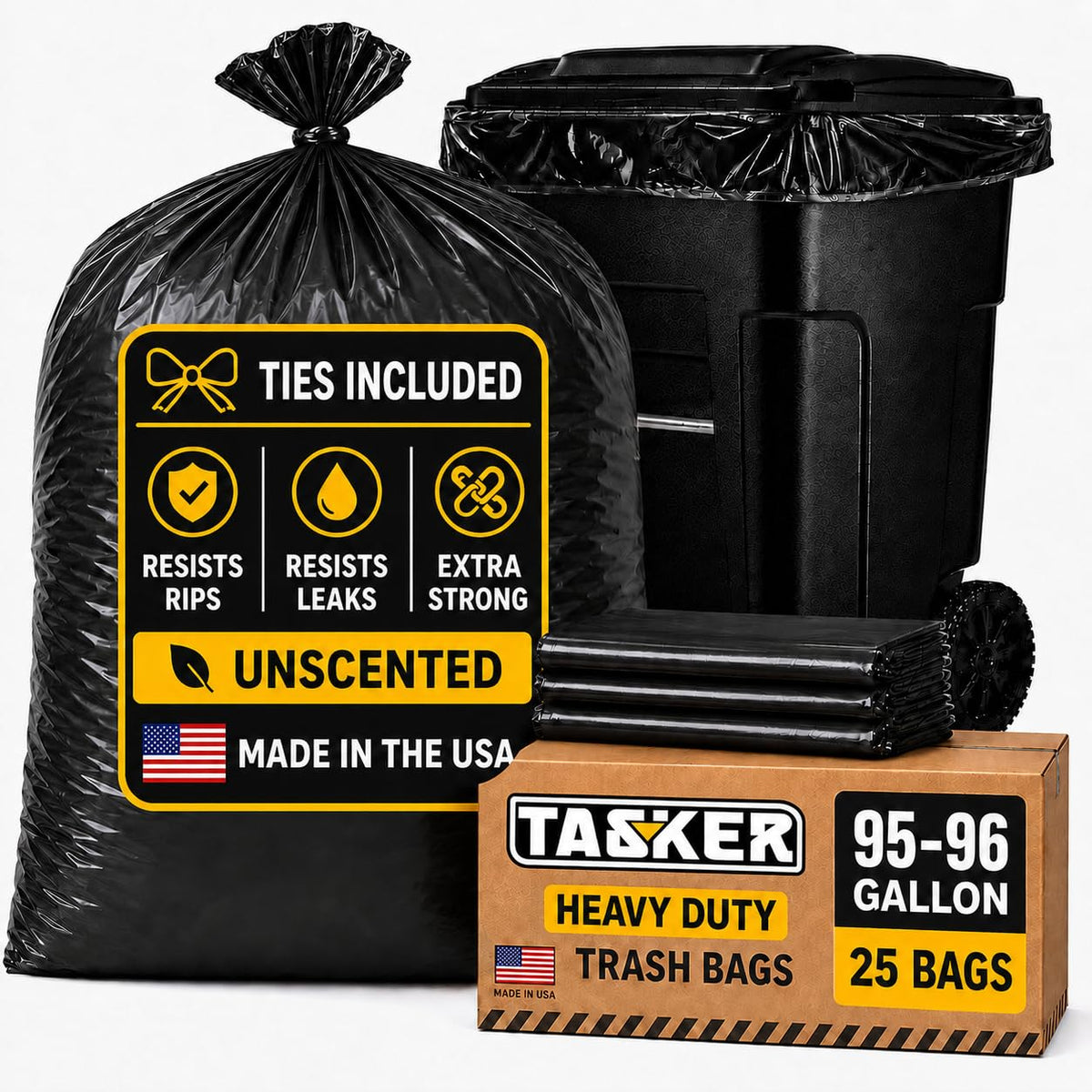 95 Gallon 2 Mil Heavy Duty Trash Bags 25 Count I234046