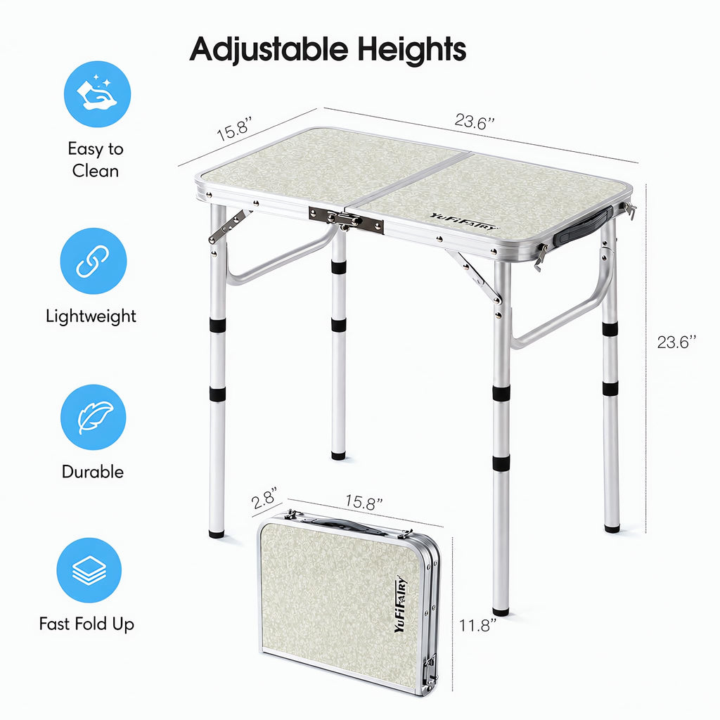 Adjustable Height Small Folding Camp Table K796