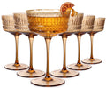 Amber Ribbed Coupe Cocktail Glasses Set of 6 I9584