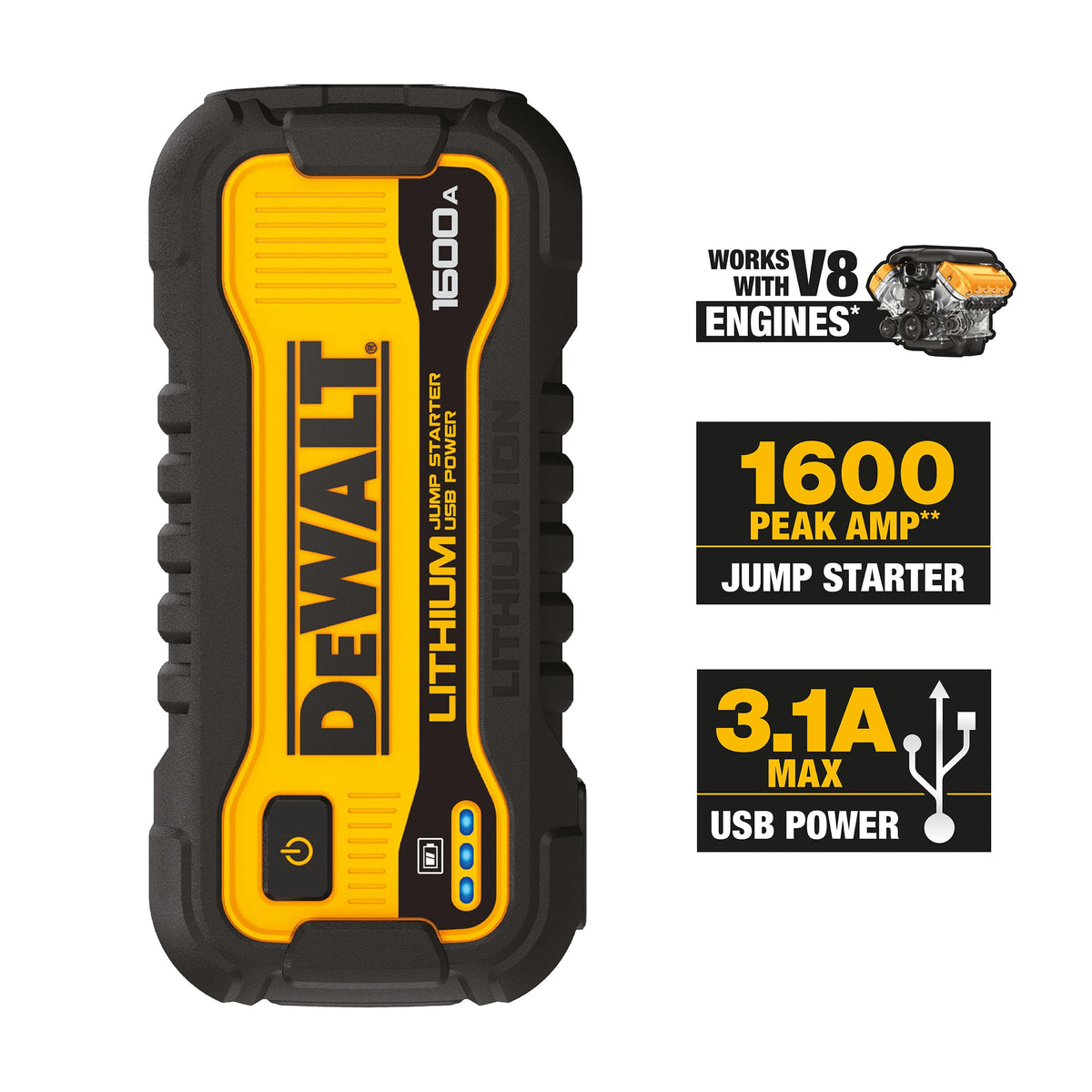1600 Peak Amp Jump Starter Battery Booster with USB Power Station R24587