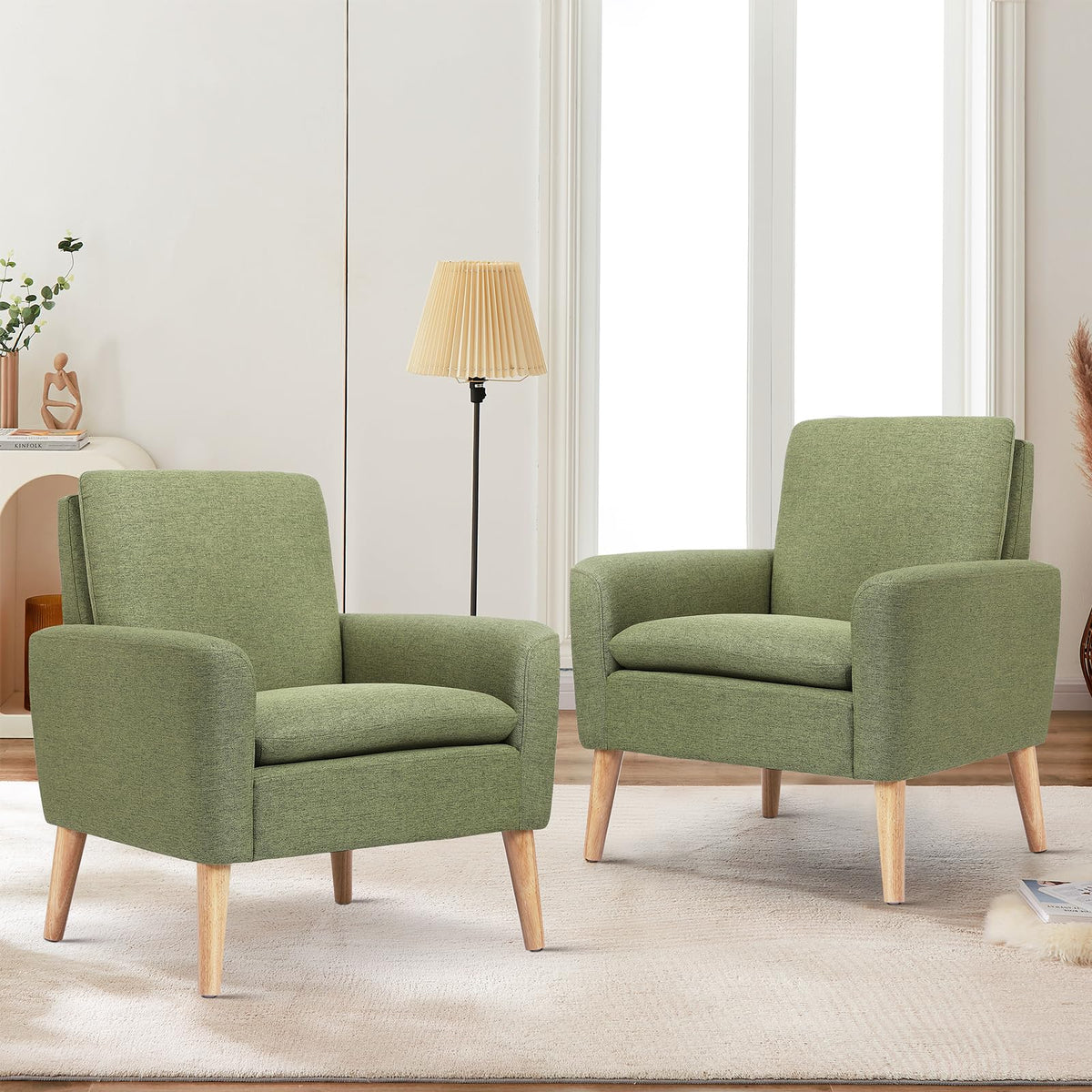 Set of 2 Green Upholstered Accent Chair D318