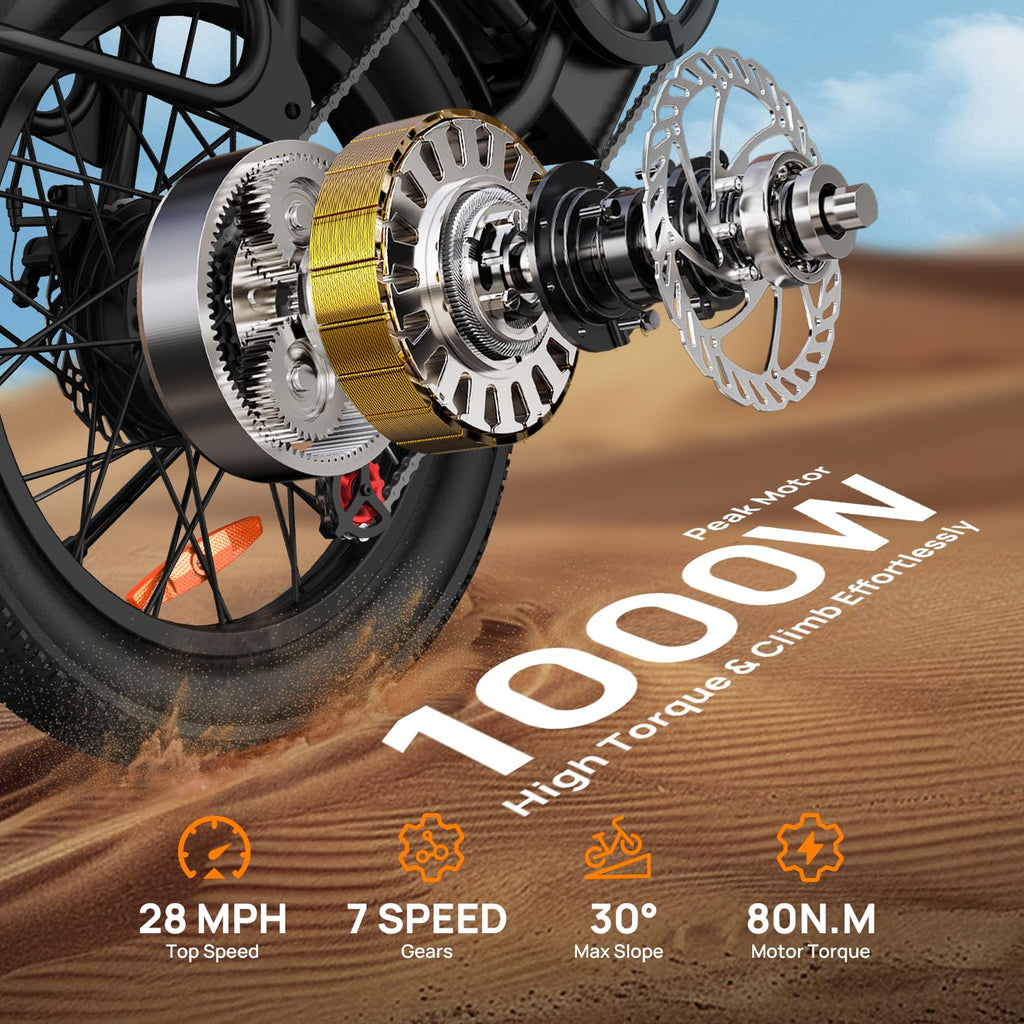 20" Fat Tire Electric Bike with 1000W Motor S36937