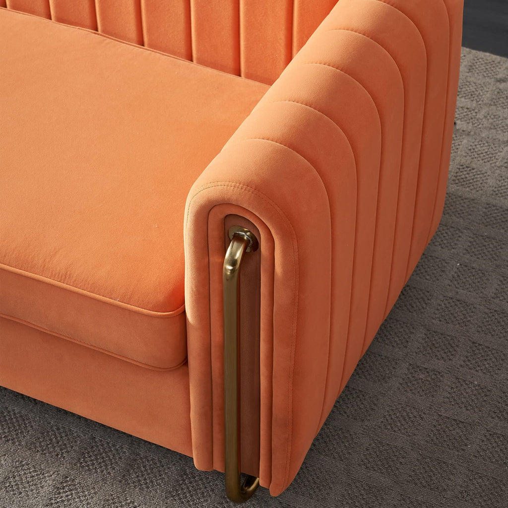 Orange Velvet 3 Seat Sofa X3410