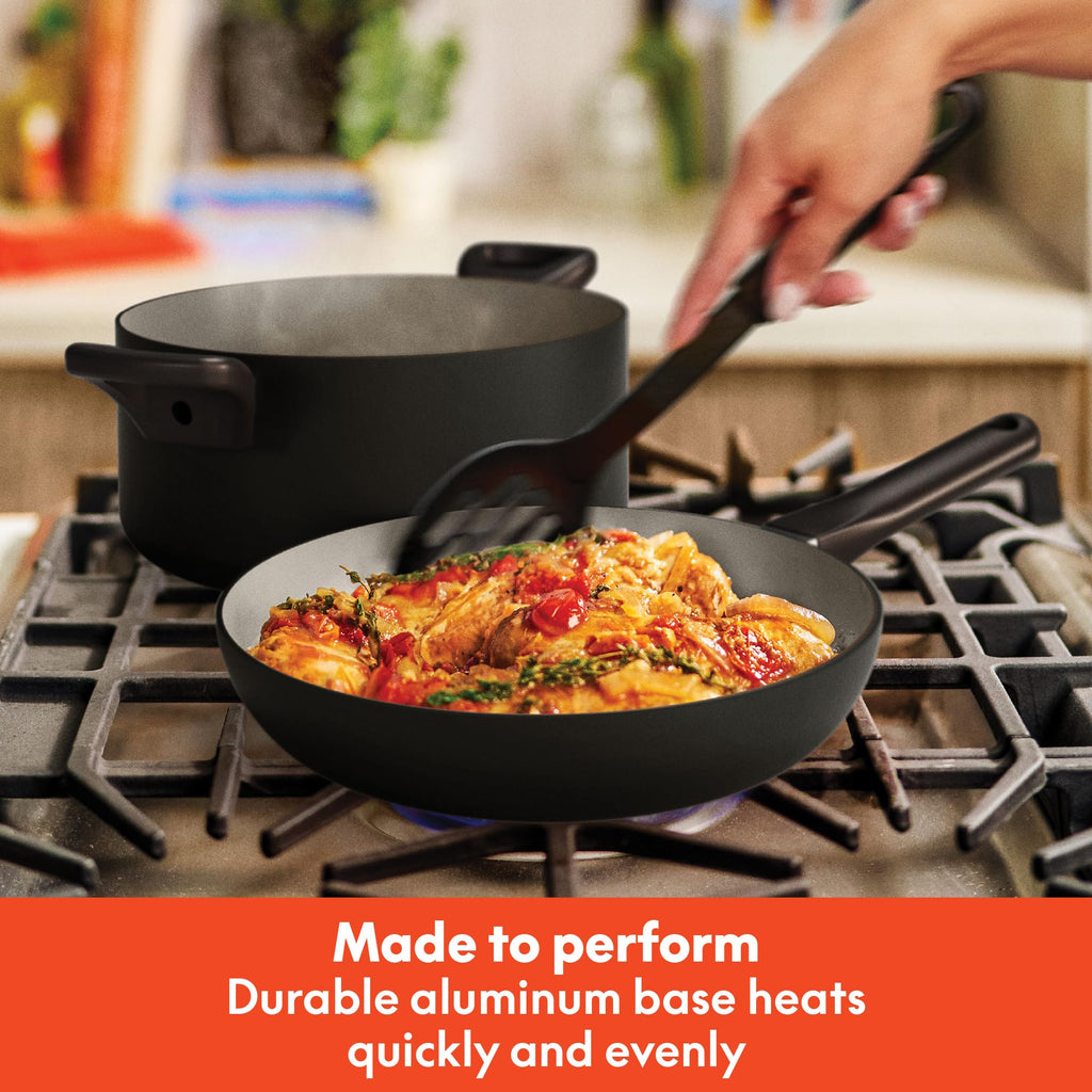 12 Piece Ceramic Nonstick Cookware Set Black F278842