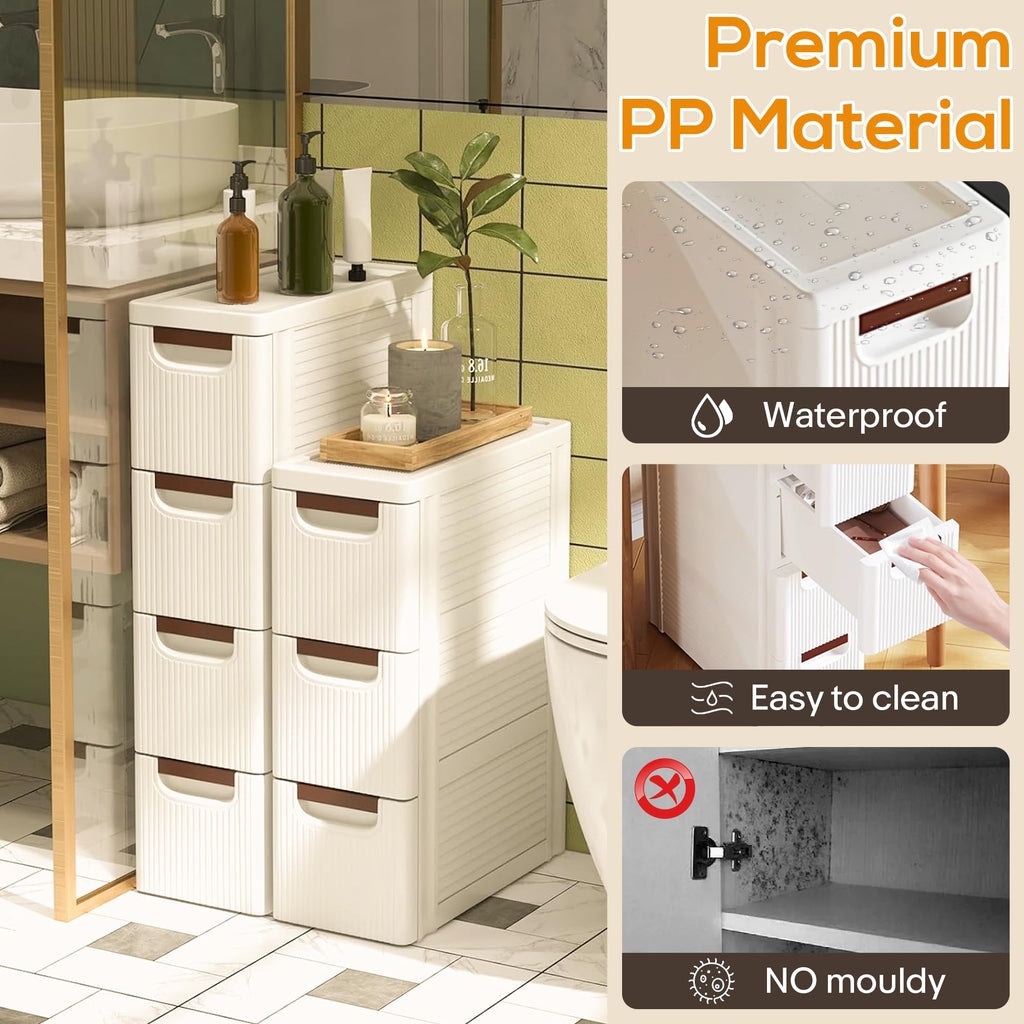 White 3 Drawer Slim Bathroom Cabinet J382