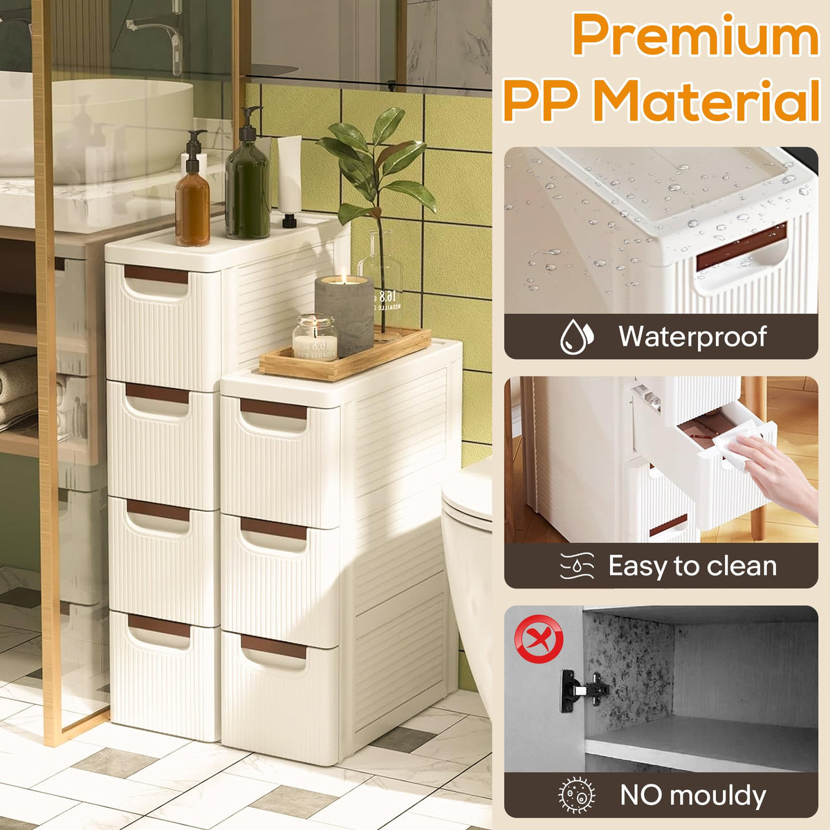 White 3 Drawer Slim Bathroom Cabinet J382