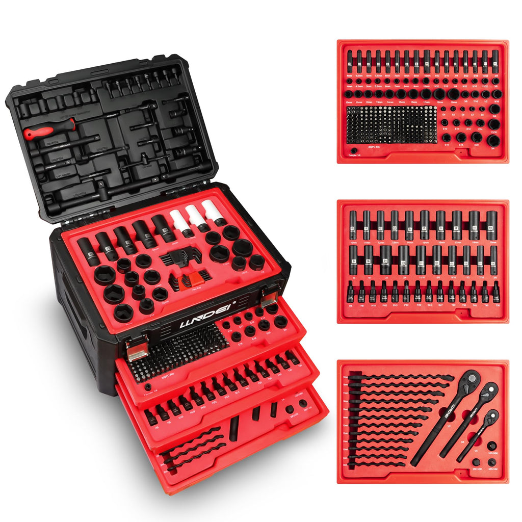 390Pcs Mechanics Tool Set and Drive Deep Socket Set, 1/4" 3/8" 1/2" S1695