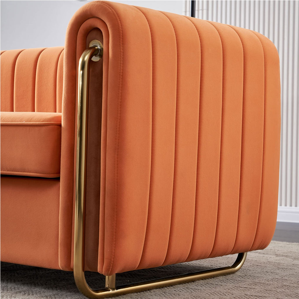 Orange Velvet 3 Seat Sofa X3410