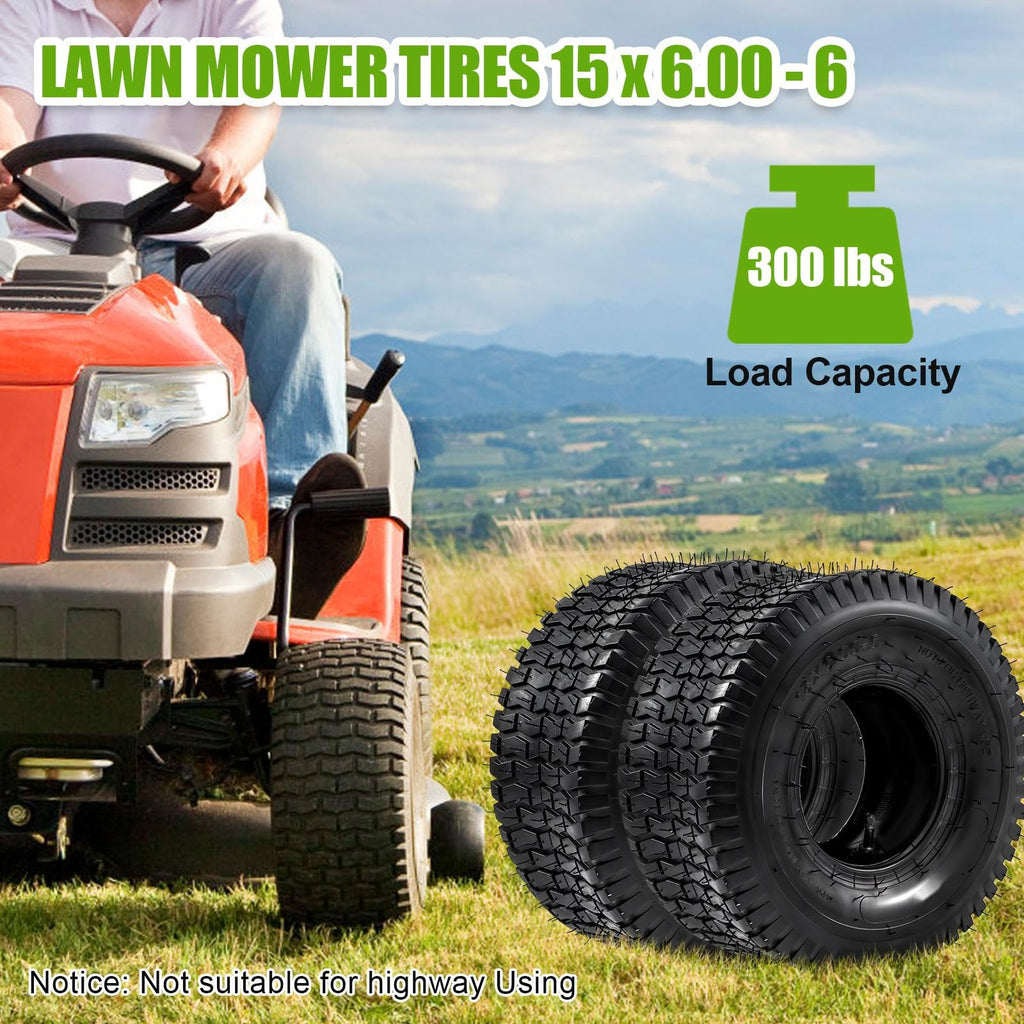 15x6.00-6 Lawn Mower Tire and Inner Tube 2PCS U527552