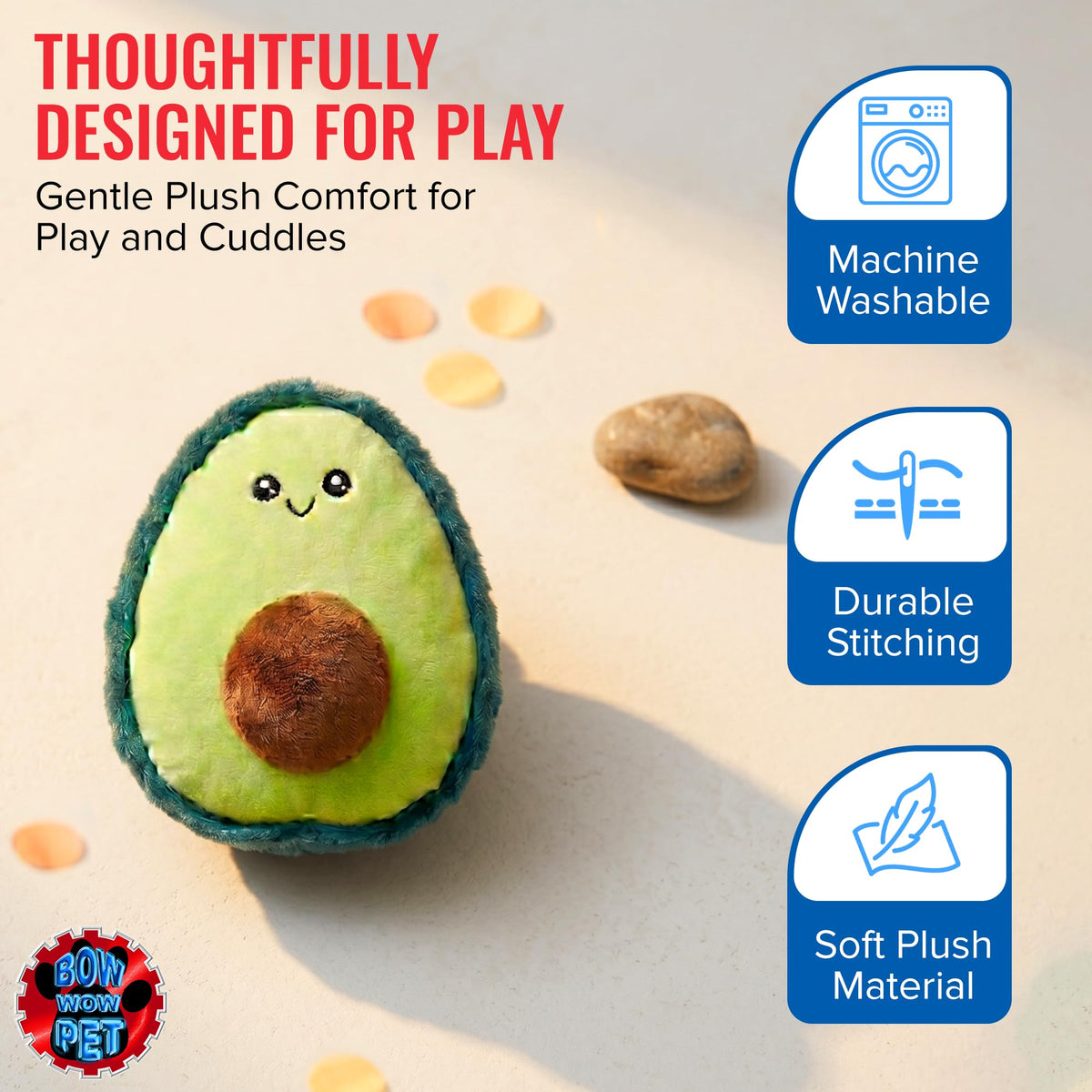 Avocado Plush Dog & Cat Toy with Squeaker Y9763