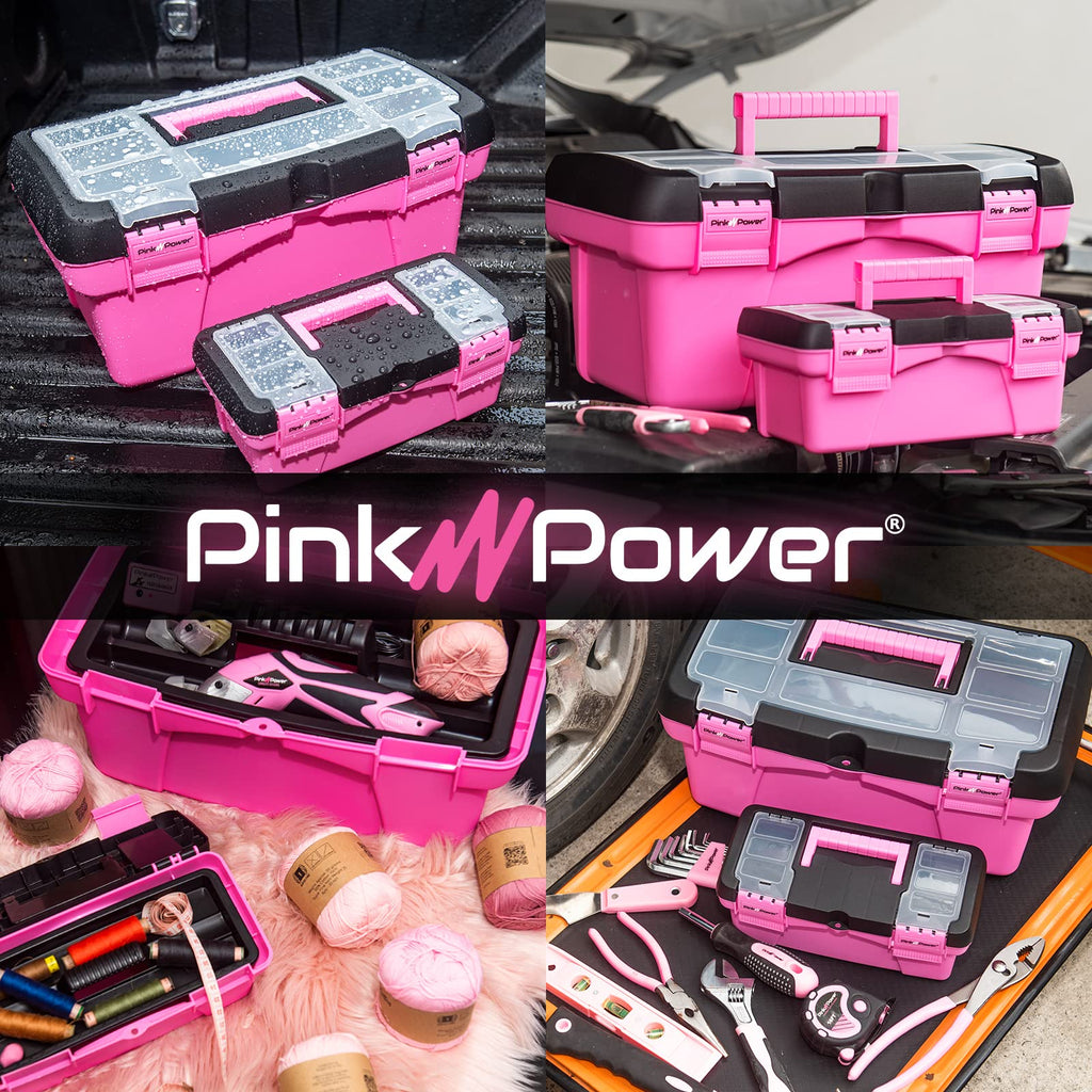 Pink Plastic Tool Box with Handle 2 Pack C9113