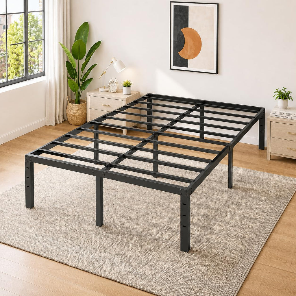 14 Inch Queen Metal Platform Bed Frame with Underbed Storage V4126