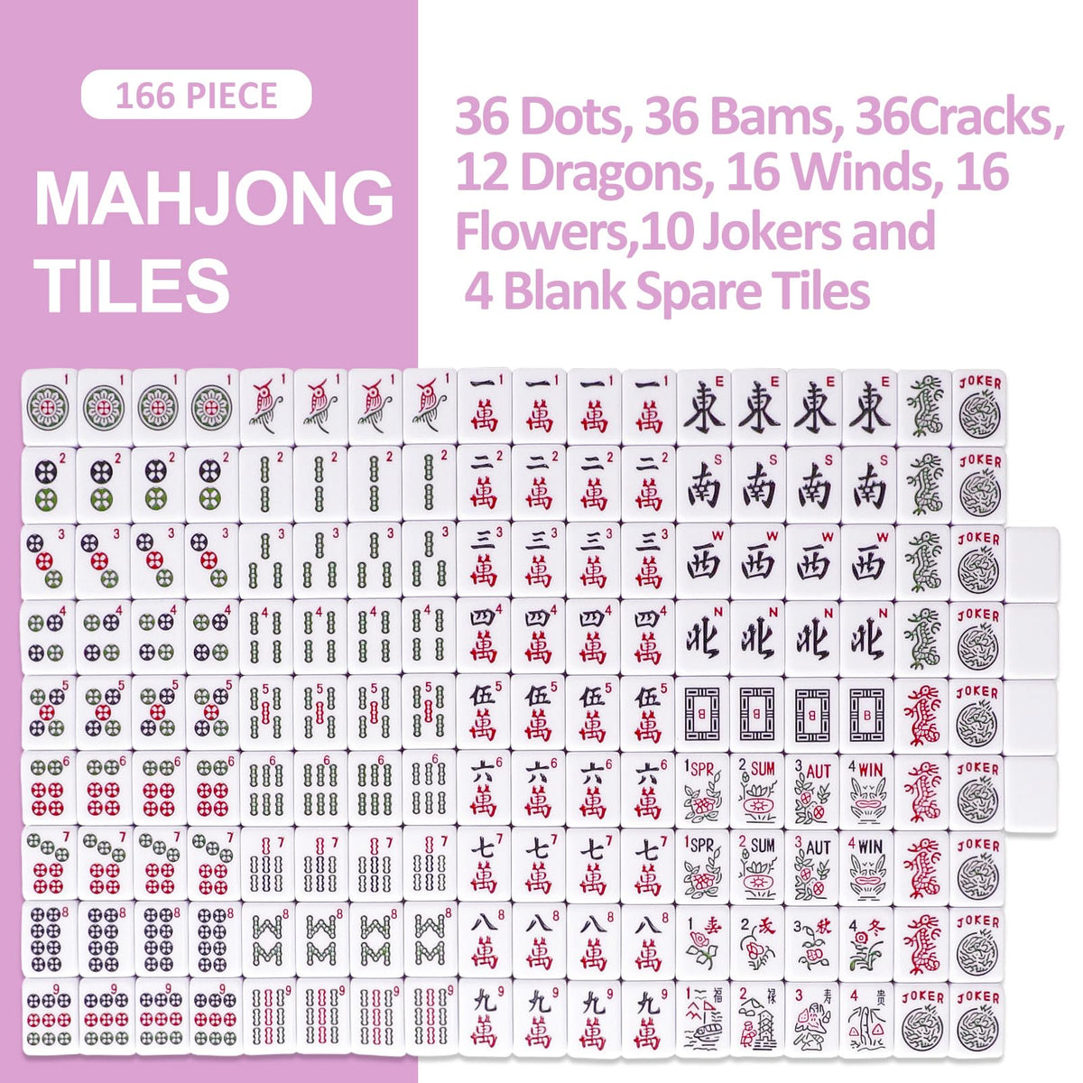 American Mahjong Game Set 166 Pink Tiles P3331