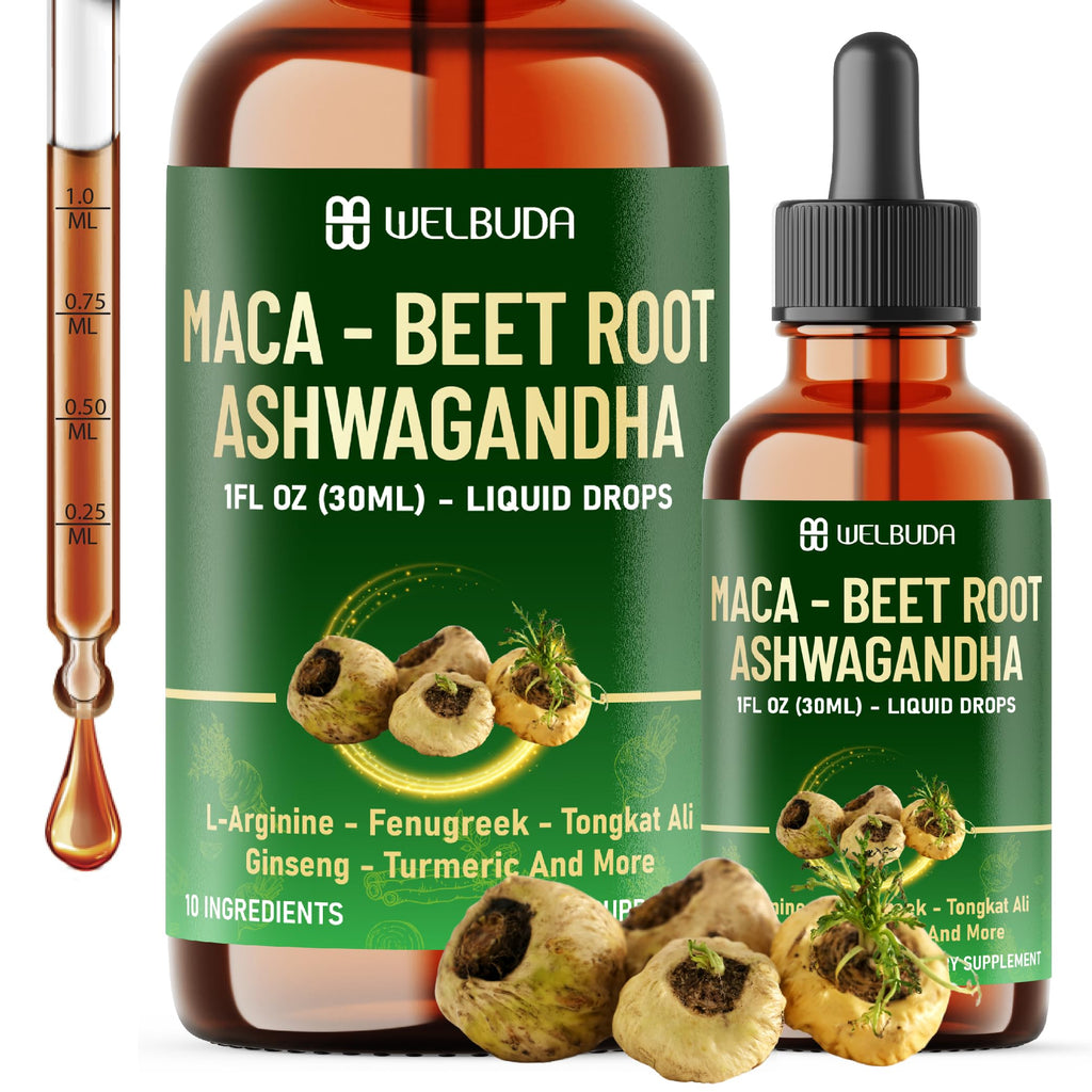 Maca Root Liquid Drops with Ashwagandha, Fenugreek, Beet Root and L-Arginine, 1 FL Oz H777536