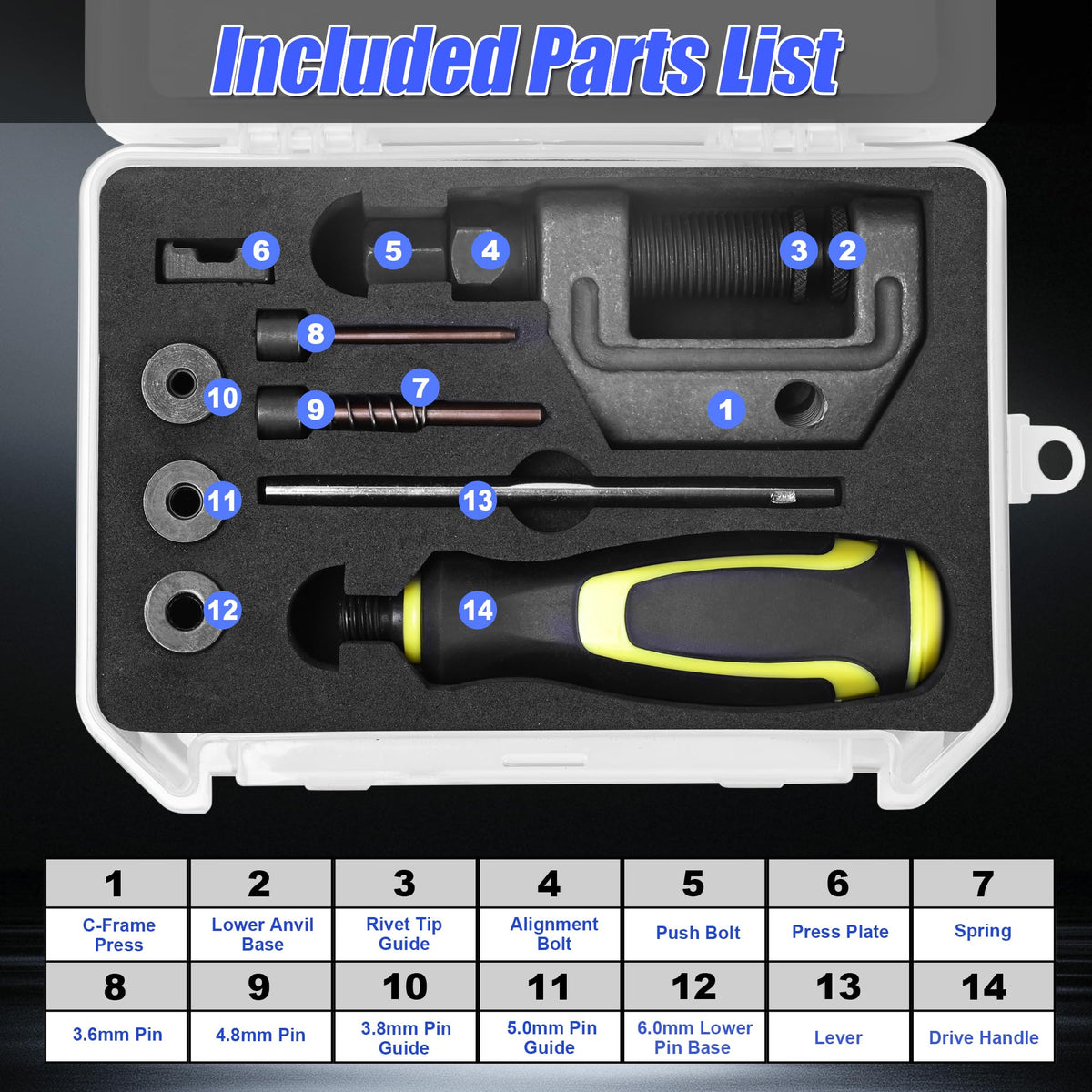 14 Pc Motorcycle Chain Breaker Tool Kit J981646