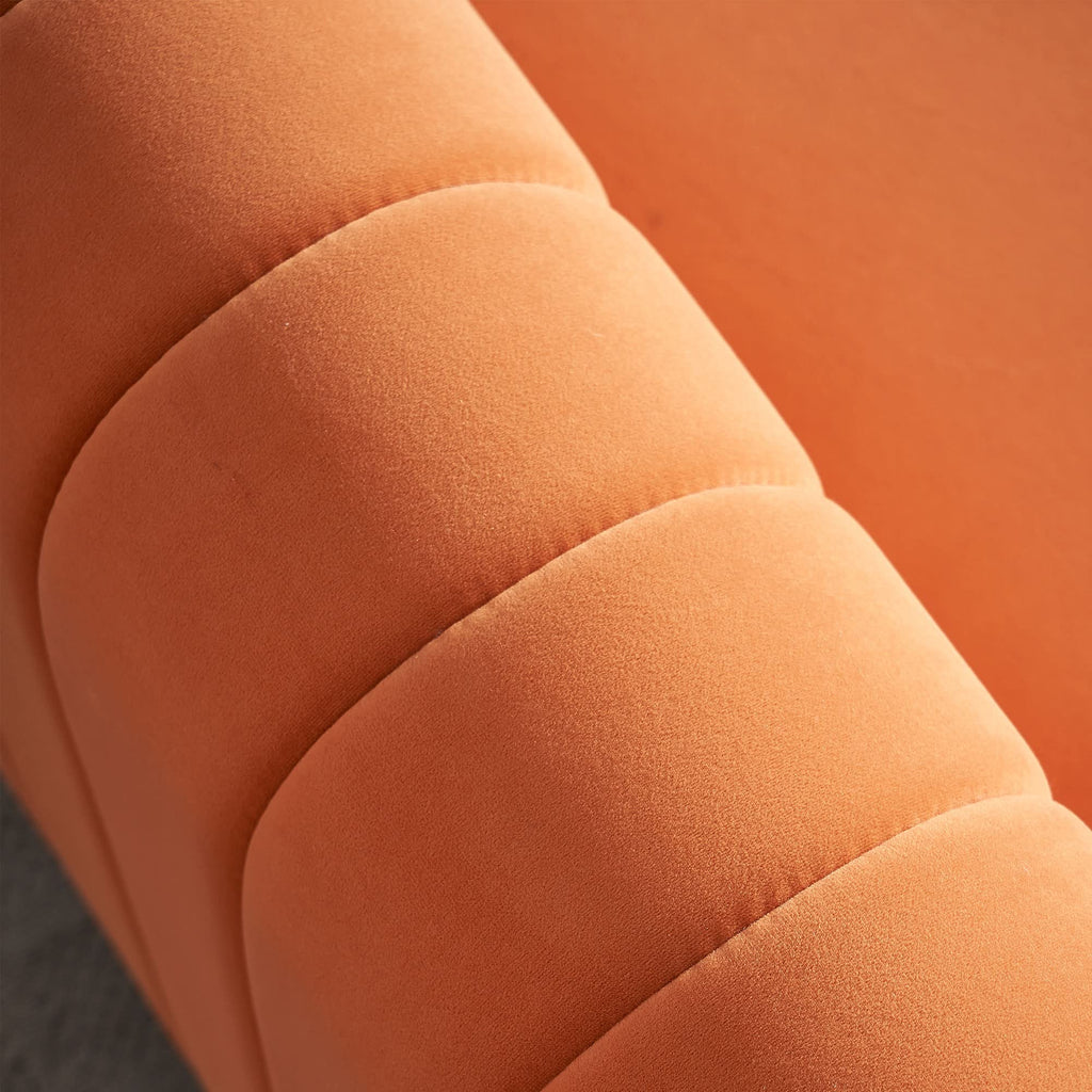 Orange Velvet 3 Seat Sofa X3410