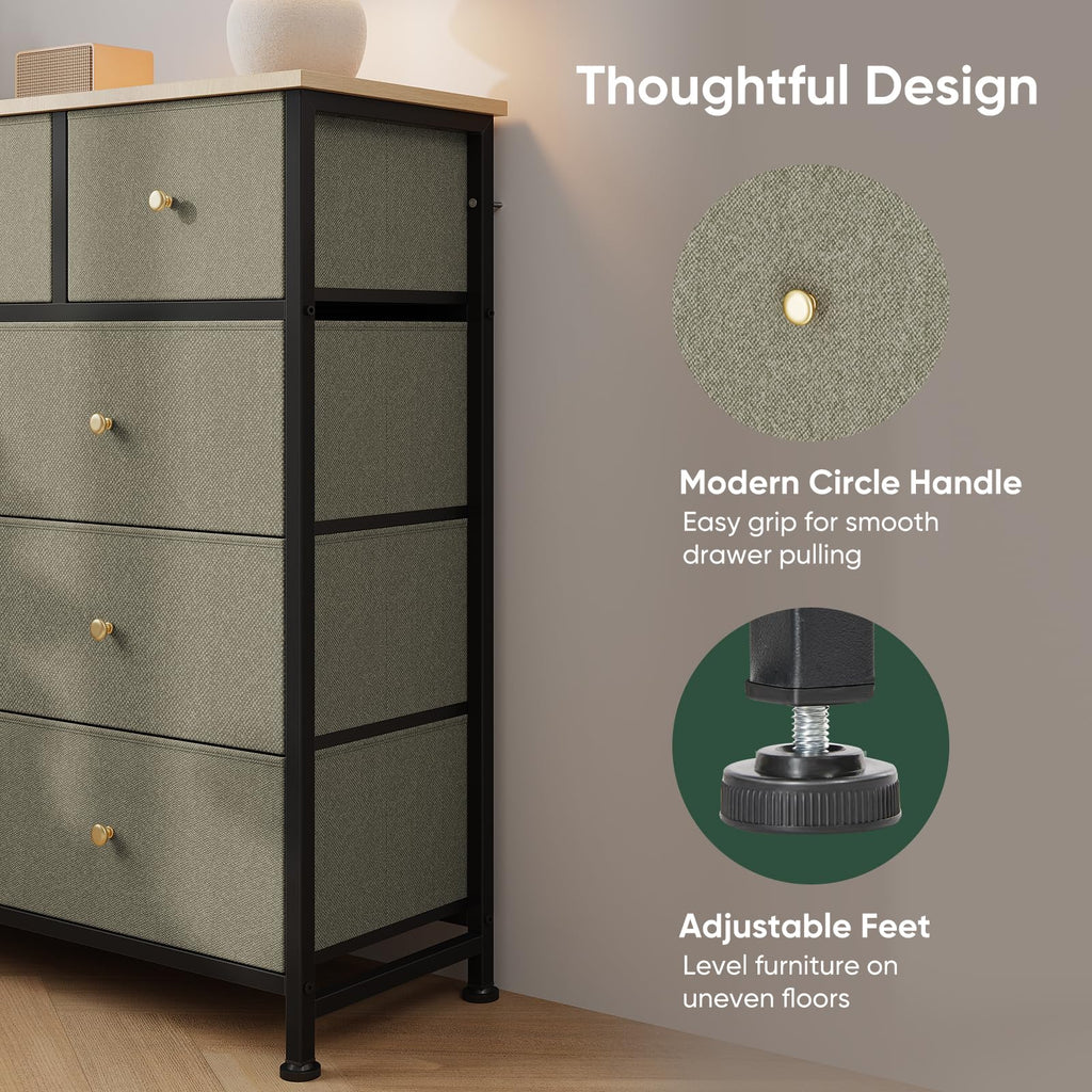 Fabric 9 Drawers Dresser Y624