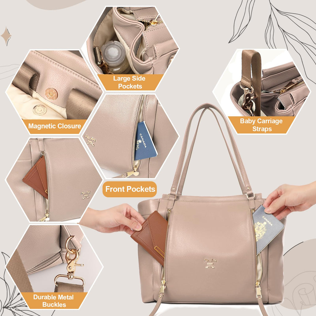 Leather Diaper Bag Tote with Mini Backpack I5211