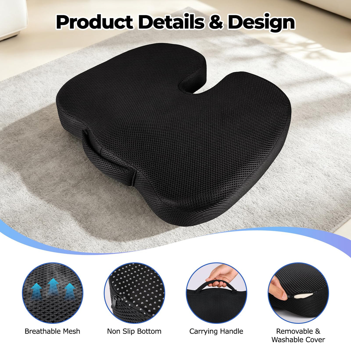 Breathable Mesh 18x14x3 inches Stadium Seat Cushions L75881