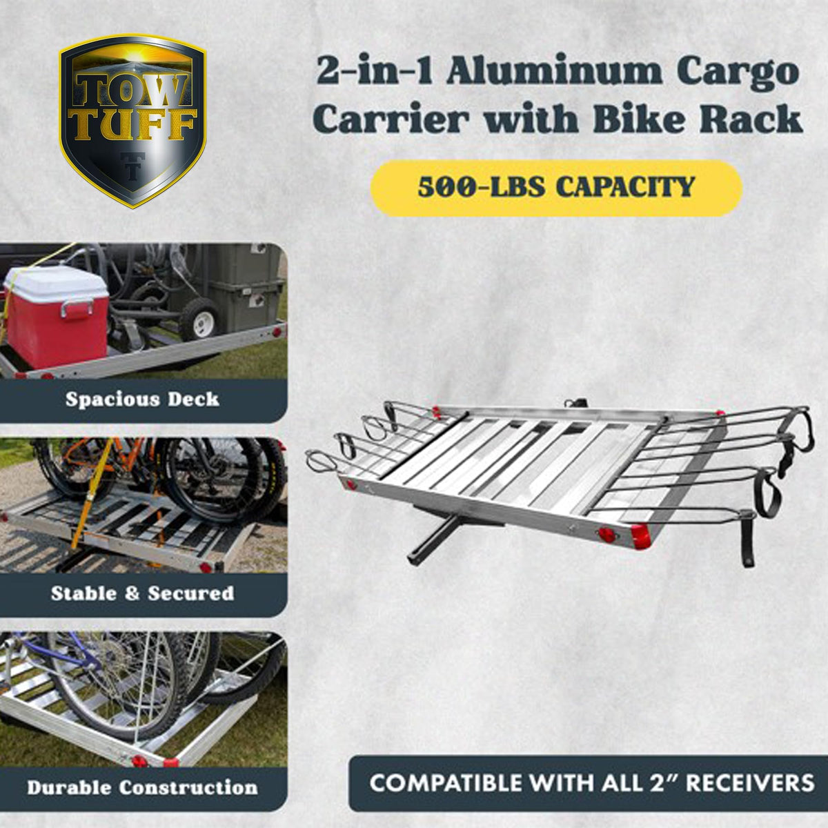500 lb Aluminum 2-in-1 Hitch Cargo Carrier T12623