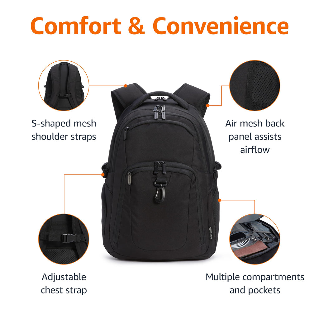 Black Water Resistant Laptop Backpack T96296