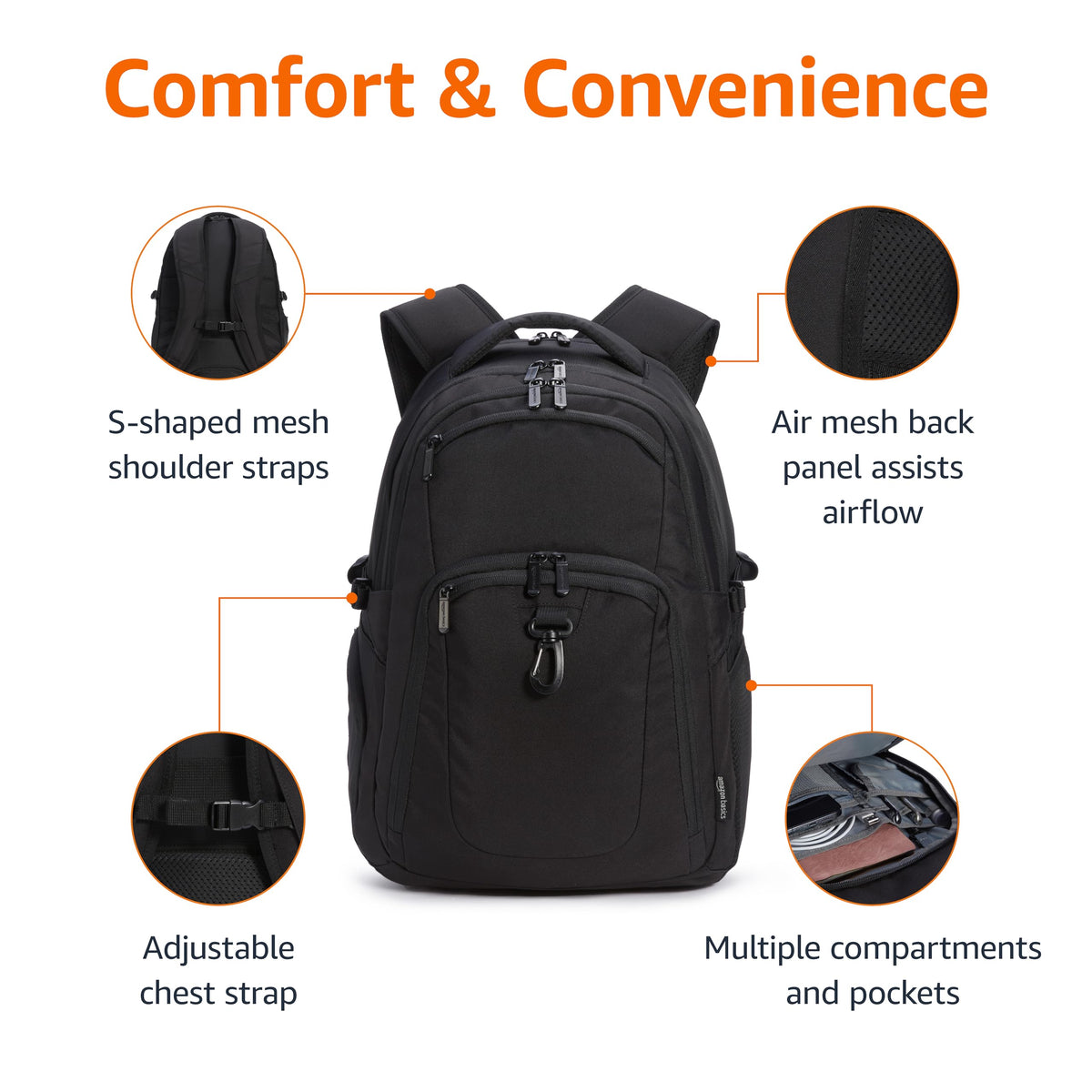 Black Water Resistant Laptop Backpack T96296