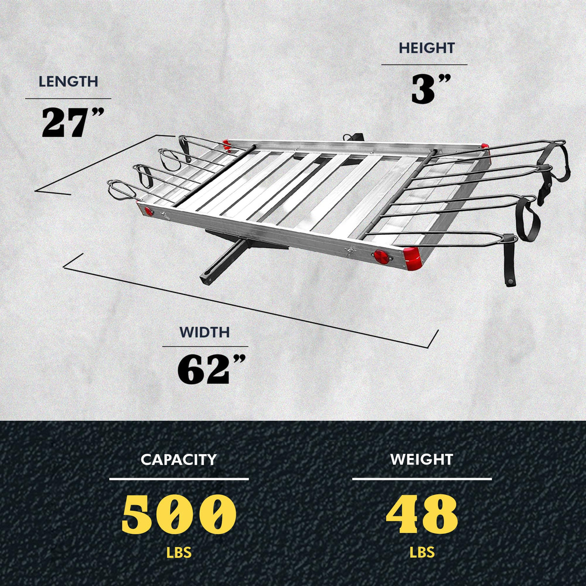 500 lb Aluminum 2-in-1 Hitch Cargo Carrier T12623
