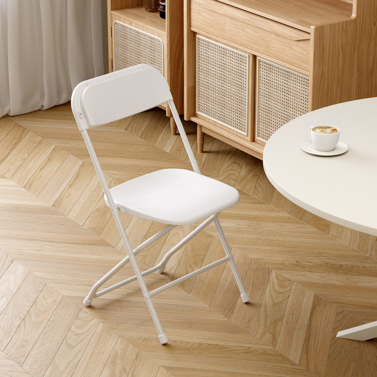 6 Pack White Plastic Folding Chair with Steel Frame L199270