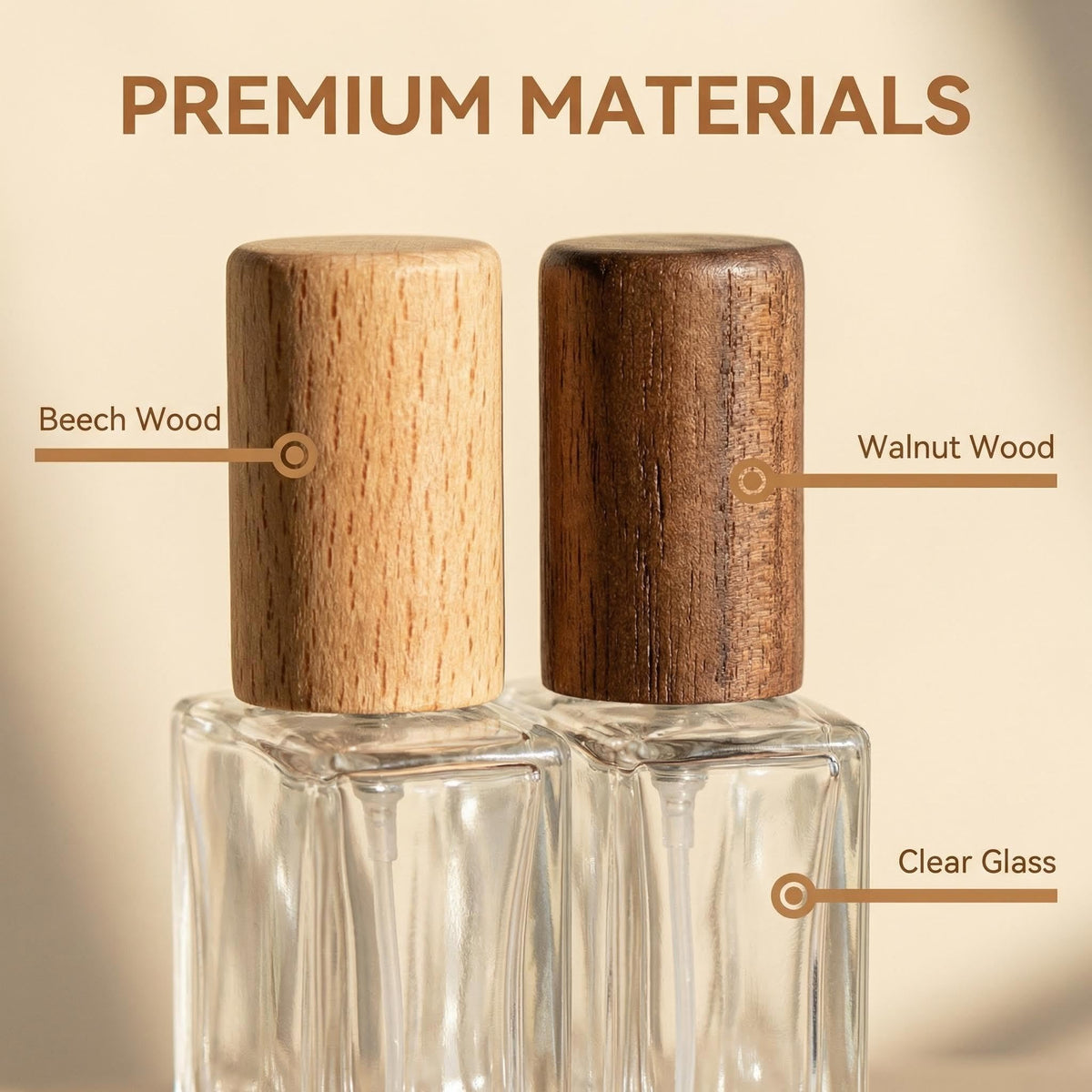 2 Pcs 15ml Clear Mini Glass Perfume Bottle with Wood Lid V56547