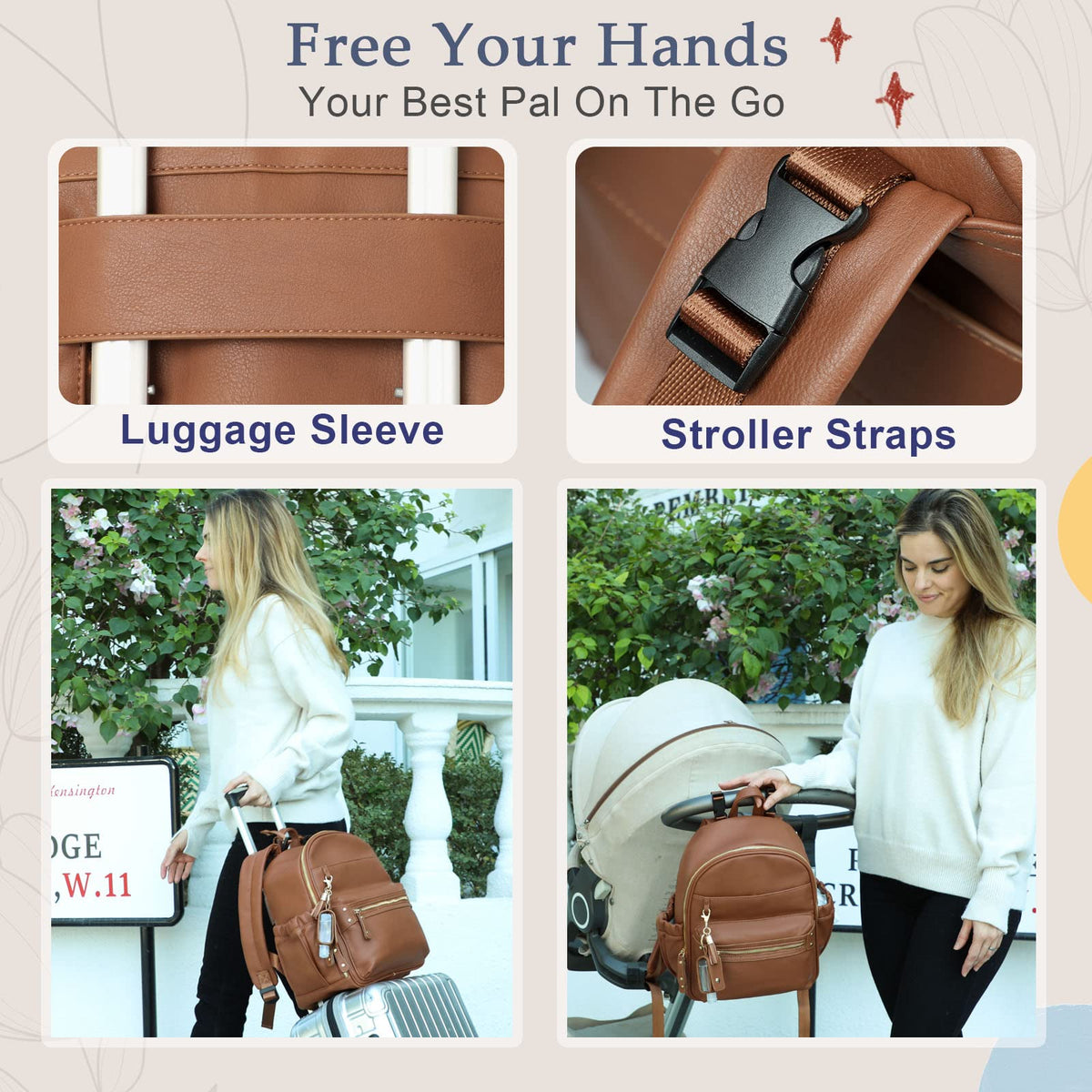 Leather Diaper Bag Tote with Mini Backpack I5211