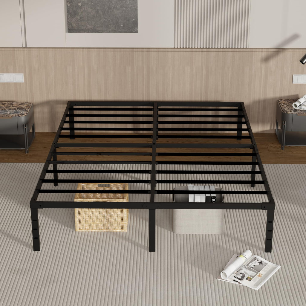 18 Inch Queen Size Metal Platform Bed Frame with Underbed Storage F57487