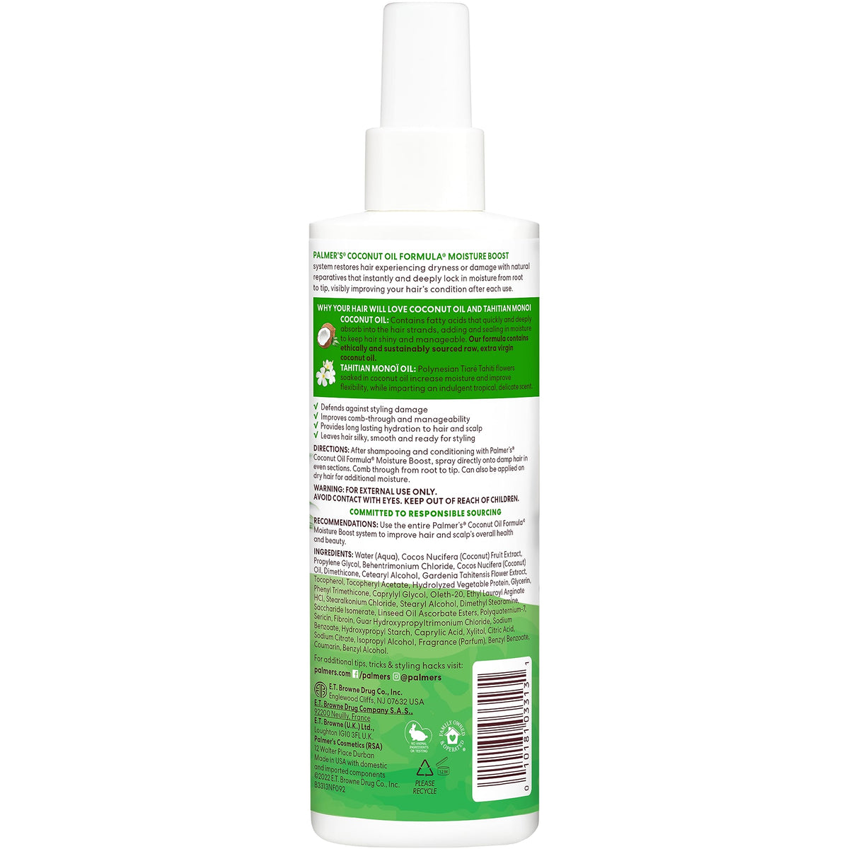Coconut Oil Leave-In Conditioner Spray 8.5 Oz D456