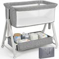 Baby Bassinet Bedside Crib with Mattress Wheel Storage Travel Bag Light Grey M763633