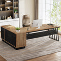 71-Inch L-Shaped Executive Desk with Cabinet L255095