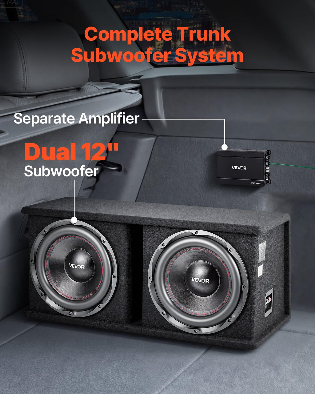 Dual 12" Enclosed Powered Subwoofer with Amplifier Q408416