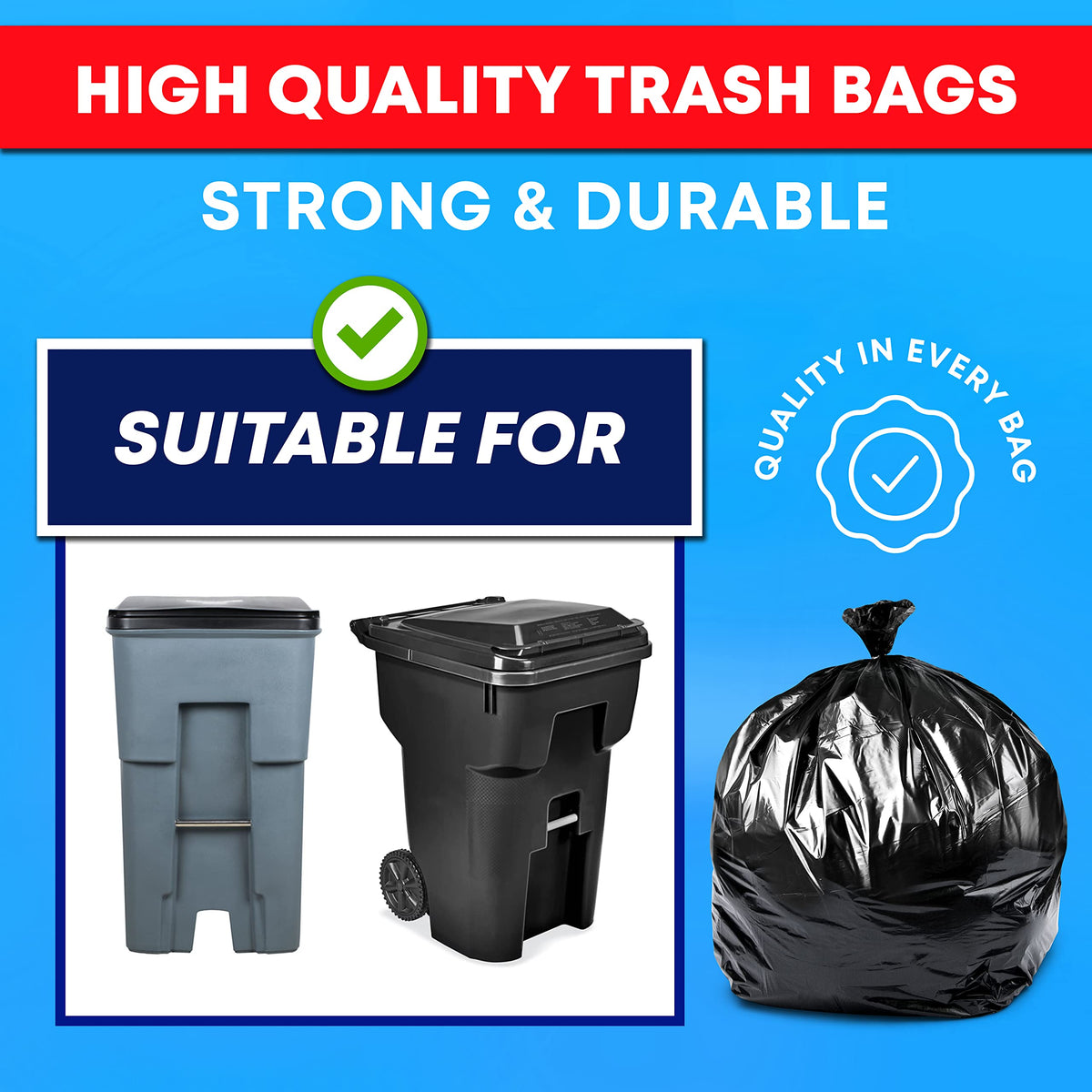 95 Gallon 2 Mil Heavy Duty Trash Bags 25 Count I234046