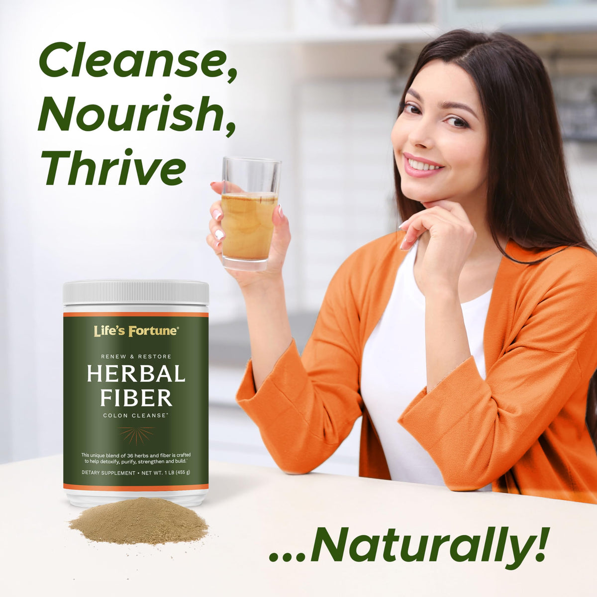 Herbal Fiber Colon Cleanse Powder with Psyllium Husk 1 lb S949