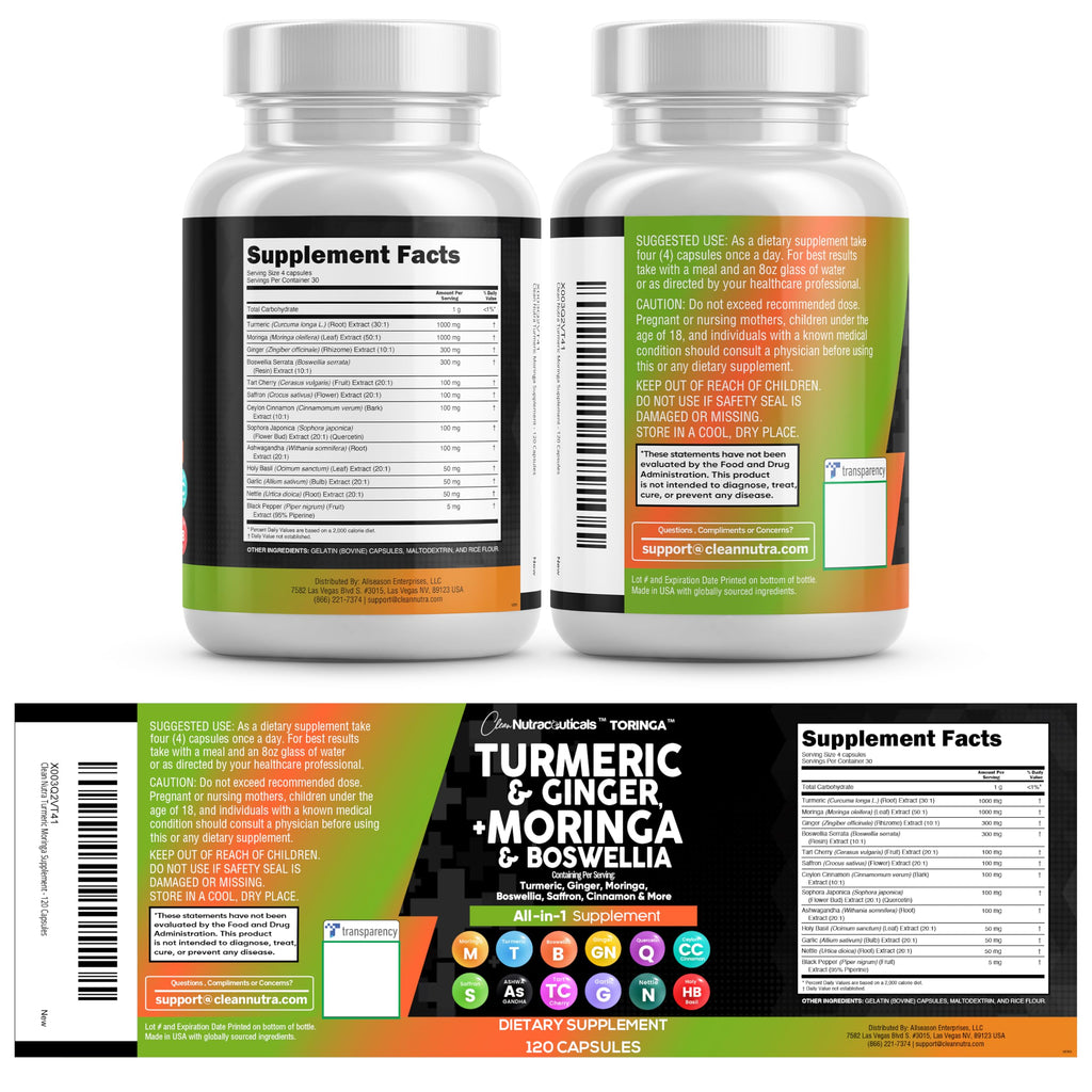 Turmeric Moringa Ginger Boswellia Saffron Supplement B25802